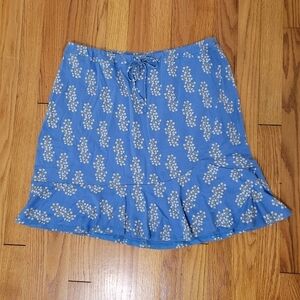 Patagonia Women's‎ Alpine Valley Skirt Size L Blue Ditsy Floral Ruffle Pull On